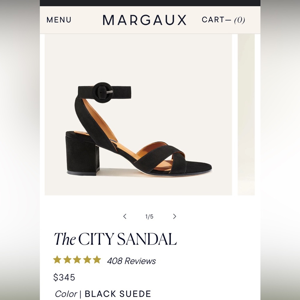 Margaux city sandal size 35(5) in black suede